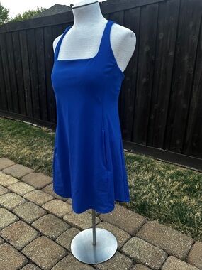 Hilara SoftlyZero™ Plush Royal Blue Pocket Mini Yoga Active Dress Women's M NWT